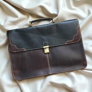 TANNERY Distressed 100% Leather Briefcase Laptop Crossbody Bag  Vintage Style